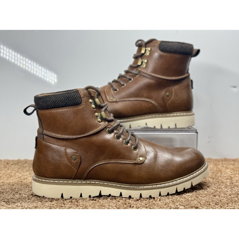 Steve Madden NYC Mens Size 13 Brown Chukka Faux Leather Boot Lace Up High Top